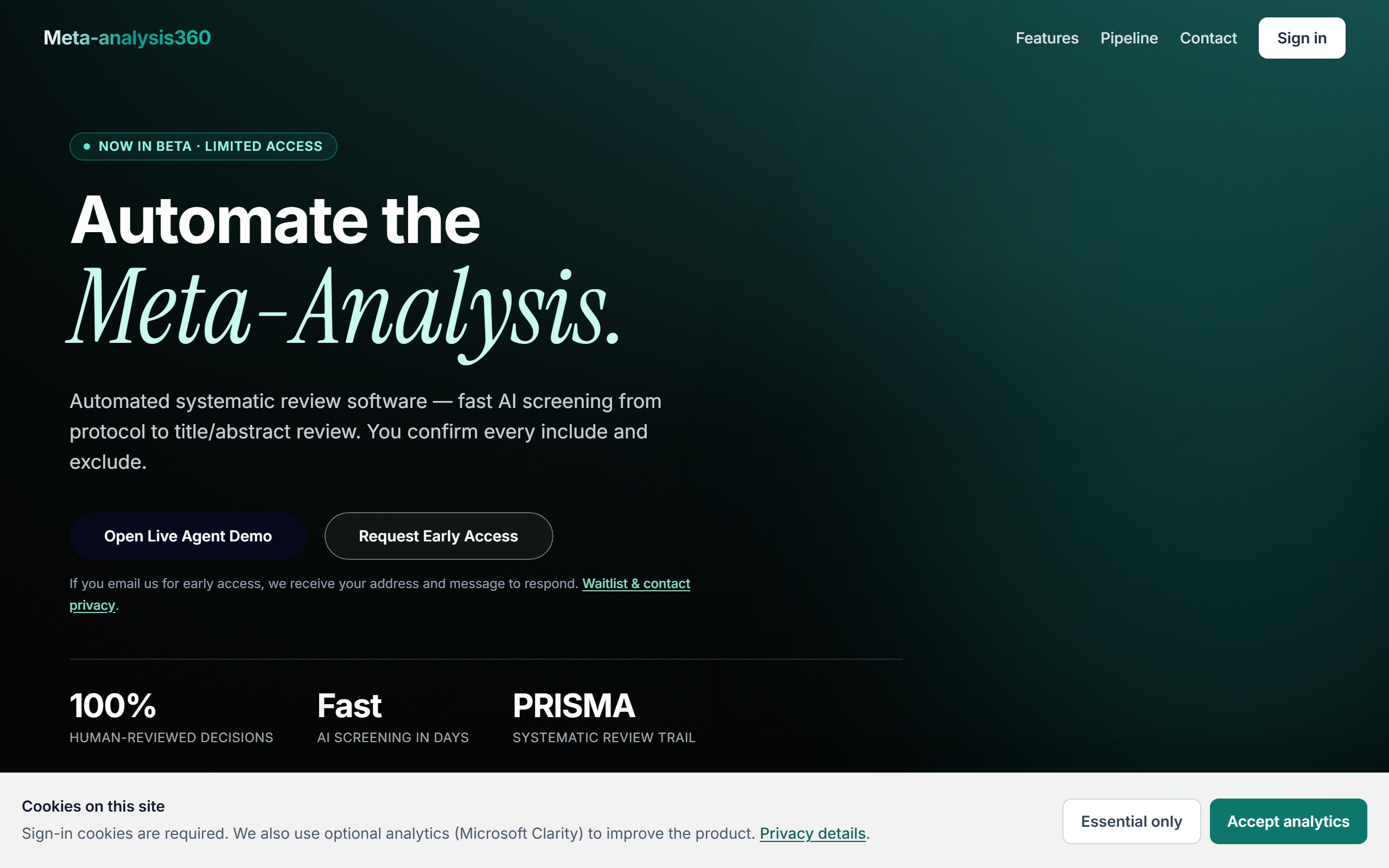 Automate the Meta-Analysis. — meta-analysis360.com homepage hero